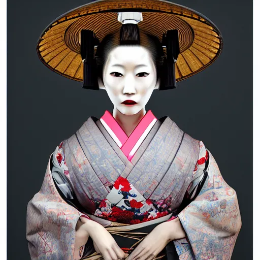 Prompt: japanese geisha cyborg, in the style of rembrandt