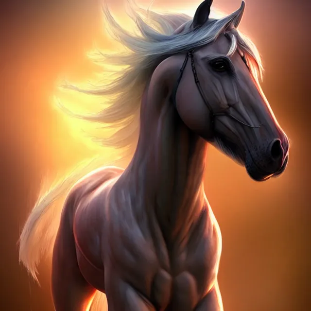 Prompt: epic professional digital art of horse-human hybrid, full body view, best on artstation, cgsociety, wlop, Behance, pixiv, cosmic, epic, stunning, gorgeous, much detail, much wow, masterpiece