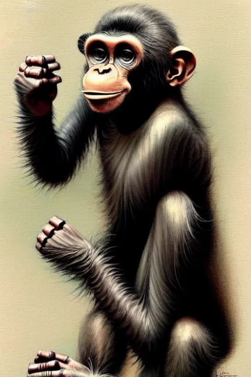 Image similar to (((((1950s robot chimp . muted colors.))))) by Jean-Baptiste Monge !!!!!!!!!!!!!!!!!!!!!!!!!!!!!!