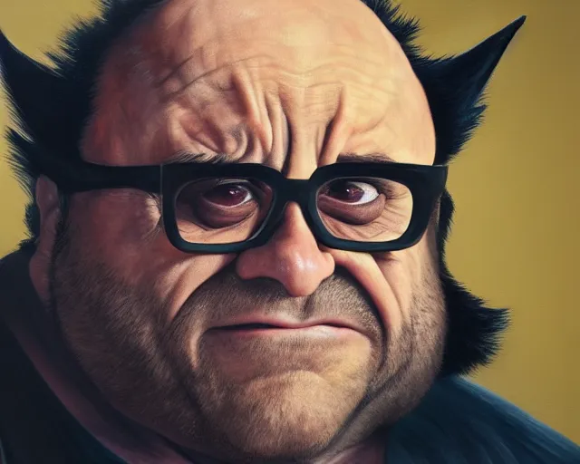 Image similar to danny devito as wolverine, claws up, oil on canvas portrait, octane render, trending on artstation