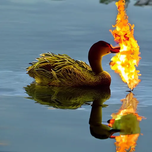 Image similar to Monstrous duck breathing fire