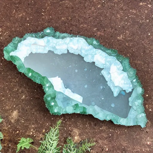 Image similar to dinosaur skeleton in a crystal geode