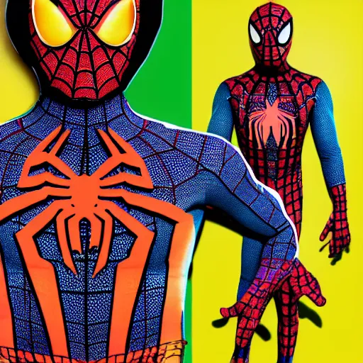 Image similar to psychedelic spider man suit