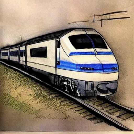 Image similar to train drawing a picture of a train