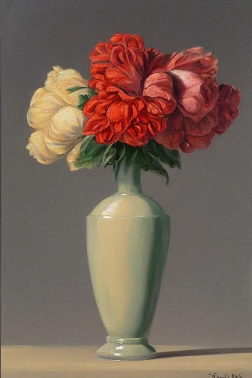 Image similar to painting of a vase in the style of maria m. c.