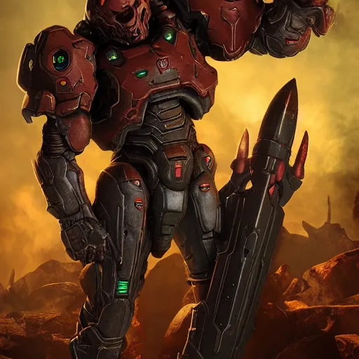 Image similar to doom slayer from doom eternal, photography