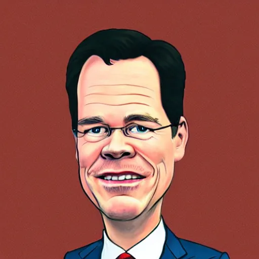 Prompt: Caricature of Mark Rutte