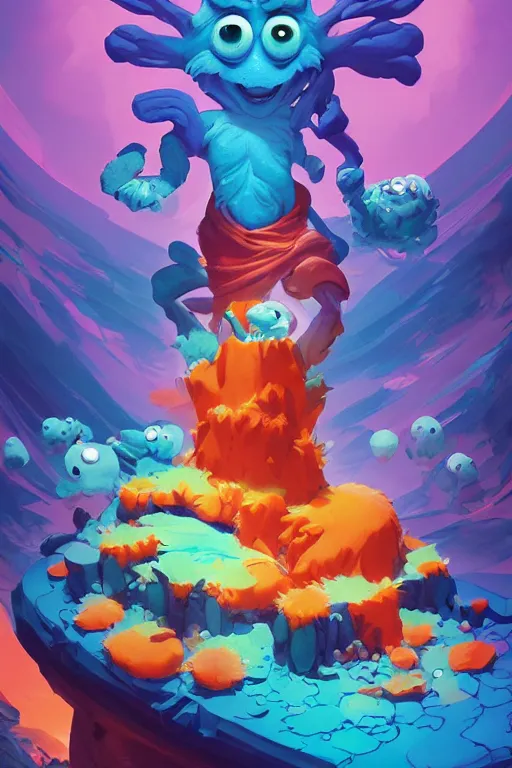 Image similar to smurf ghost creature animal sushi cristal very big eye roots cactus elemental flush of force nature micro world fluo fishscale, behance hd by jesper ejsing, by rhads, makoto shinkai and lois van baarle, ilya kuvshinov, rossdraws radiating a glowing aura global illumination ray tracing hdr