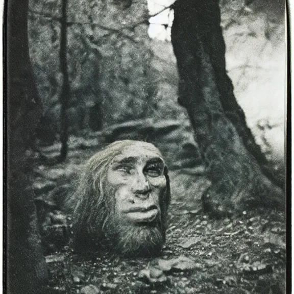 Prompt: polaroid Neanderthal from 18th century france shots by Tarkovsky