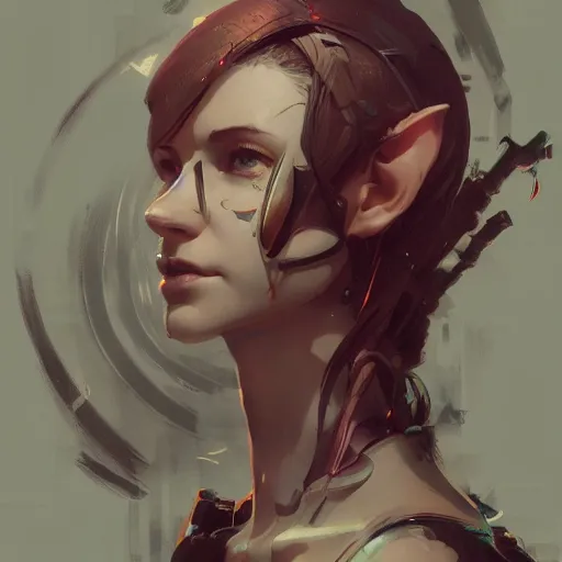 Image similar to portrait of an elf woman with elf ears wearing a valve index, dramatic lighting, illustration by Greg rutkowski, yoji shinkawa, 4k, digital art, concept art, trending on artstation