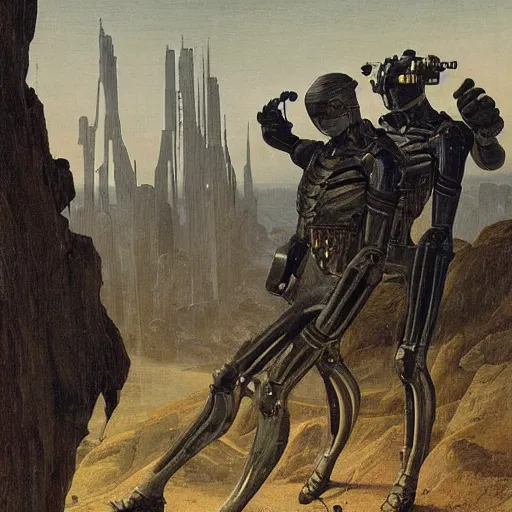 Image similar to cyborgs by caspar david friedrich