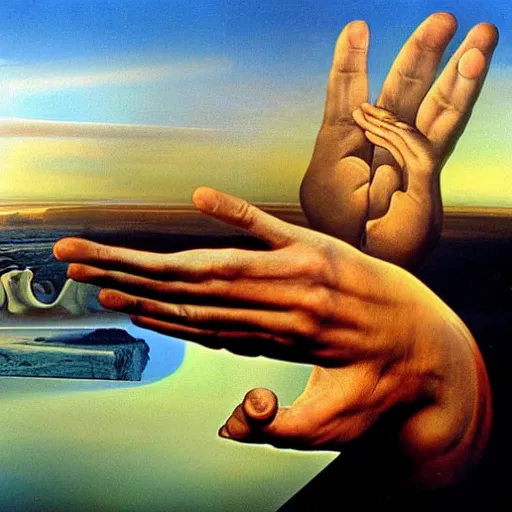 Prompt: the hand of god by dali