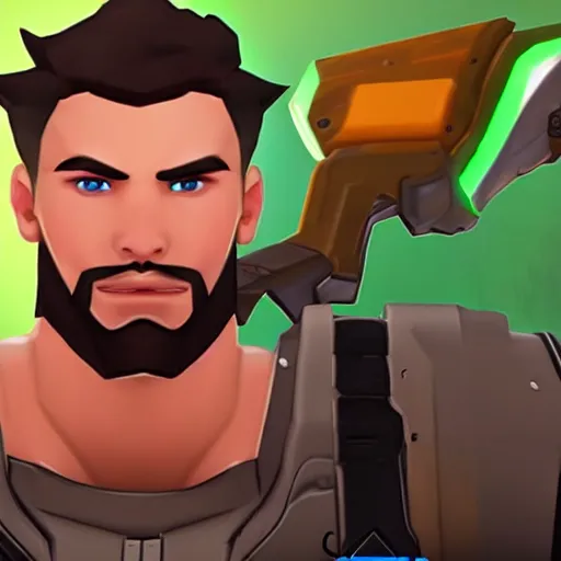 Image similar to Screenshot of Gigachad as an Overwatch hero