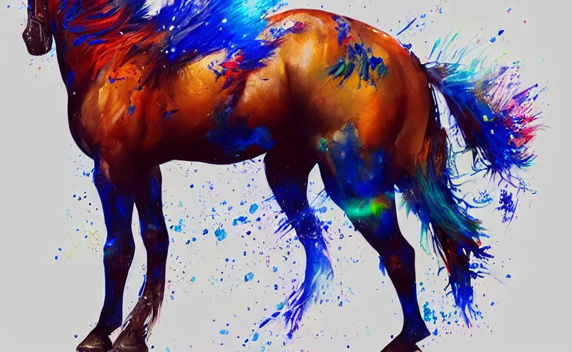 Image similar to a painting of pepsihorse trending on artstation in the style of greg rutkowski, 3 d, watercolor, beautiful, horse, pepsi, fluid