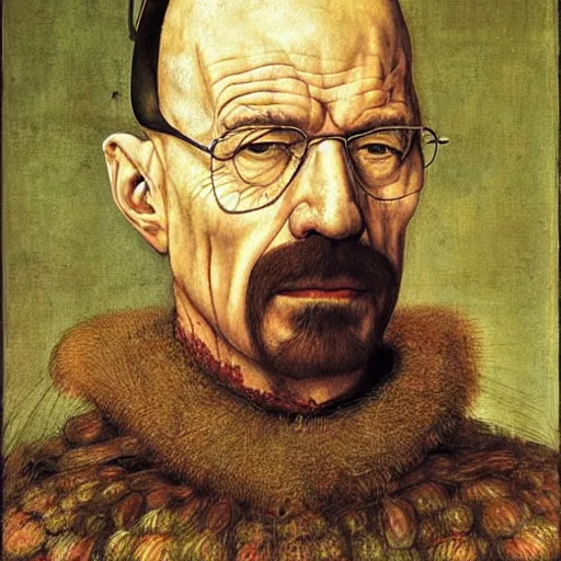 Image similar to giuseppe arcimboldo, portrait of walter white