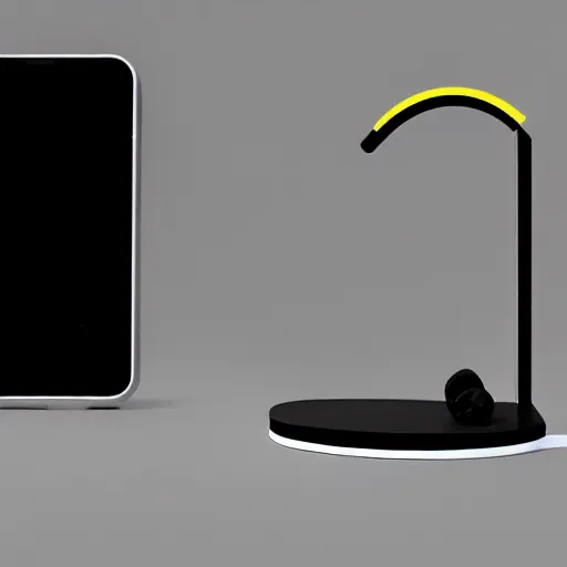 Image similar to headphone stand, futuristic, techno, cyberpunk, product design, render, cute, swag, geometric, fun, iconic