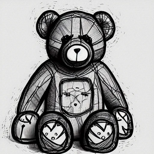 broken teddy bear drawing