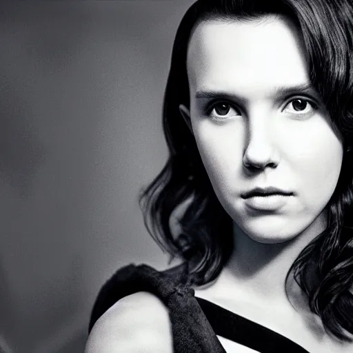 Prompt: Millie Bobby Brown Wonder Woman professional fashion photography