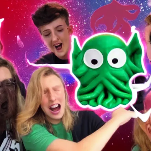 Image similar to YouTubers reacting to Cthulhu rising from the ocean