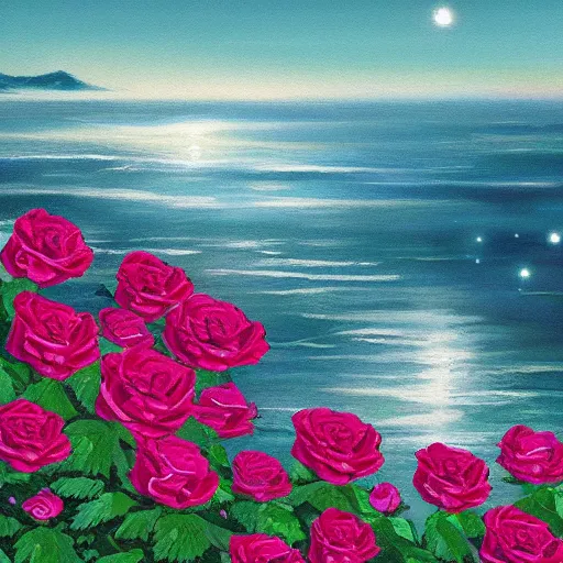 Image similar to sea of rosesthe little princecyberpunkwet brushstrokes - - h 7 6 8