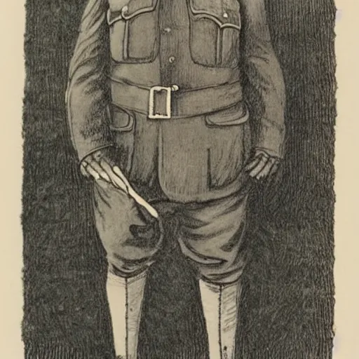 Image similar to ww 1 army surgeon, by edward gorey,