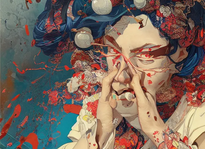 Image similar to orientalism portrait painting by james jean and katsuhiro otomo and erik jones, inspired by akira anime, smooth texture, intricate oil painting, high detail illustration, sharp high detail, long exposure city pop