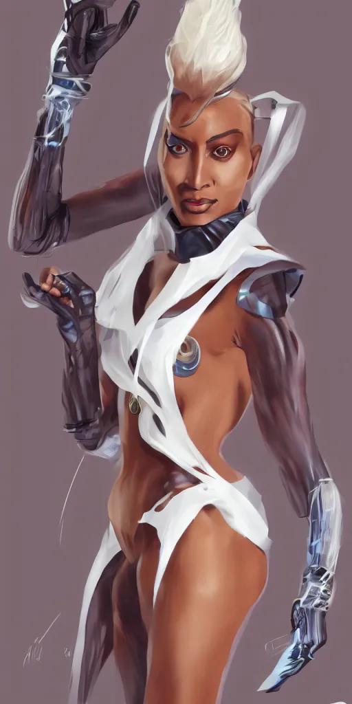 Prompt: Ororo Munroe dressed in Louis Vuitton, 8k, concept art, digital art, artstation