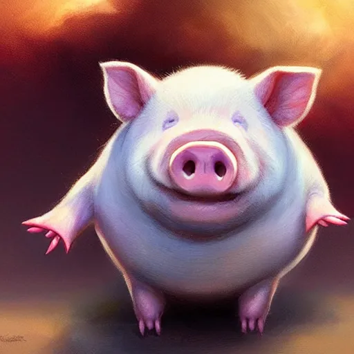 Image similar to realistic, full body portrait, cartoonish cute pig, by Jordan Grimmer and greg rutkowski, crisp lines and color,