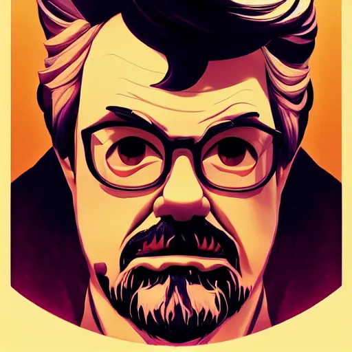 Image similar to face icon stylized minimalist george lucas, loftis, cory behance hd by jesper ejsing, by rhads, makoto shinkai and lois van baarle, ilya kuvshinov, rossdraws global illumination