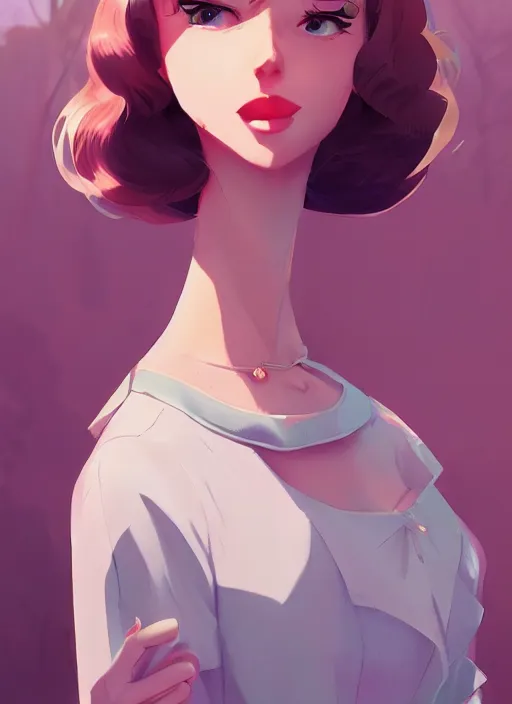 Prompt: a beautiful woman in 1950\'s fashion, park landscape, 4k, anime key visual, lois van baarle, ilya kuvshinov, rossdraws, artstation