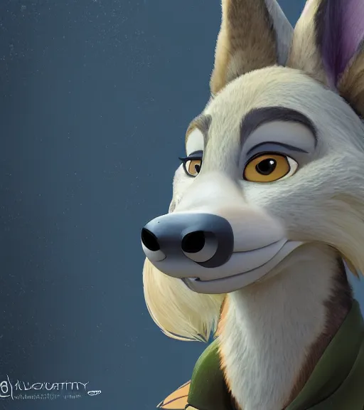 Image similar to digital drawing bust of anthromorphic female wolf, in style of zootopia, zootopia, zootopia, fursona, furry, furaffinity, 4 k, deviantart, furry art, fursona art, wearing black business suit, business suit, in style of zootopia, wolf fursona, cyberpunk, female, expressive detailed feminine face,