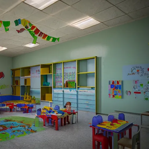 Prompt: Chernobyl kindergarten. Photojournalism, hyper realistic, dynamic lighting, unreal render, ultrafine detail.