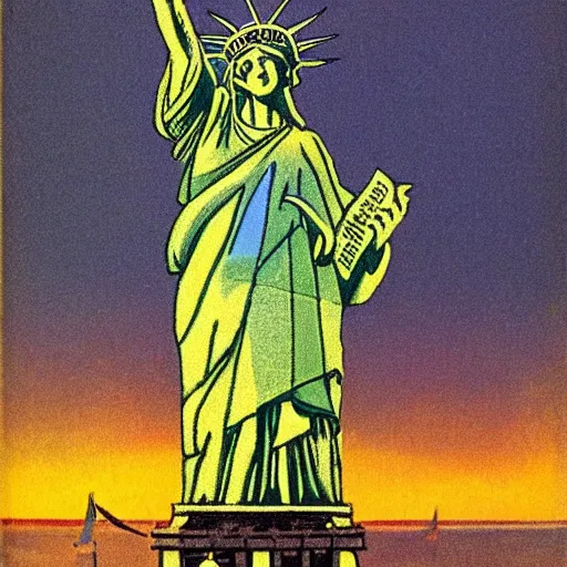 Prompt: the statue of liberty by dali