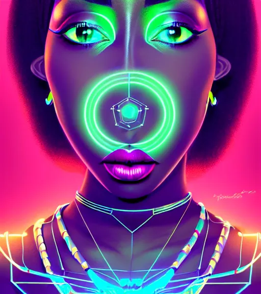 Image similar to symmetry!! african princess of technology, solid cube of light, hard edges, product render retro - futuristic poster scifi, lasers and neon circuits, beautiful dark skin african princess, intricate, elegant, highly detailed, digital painting, artstation, concept art, smooth, sharp focus, illustration, dreamlike, art by artgerm