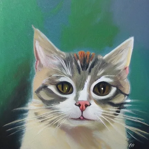 Prompt: cat oil painting