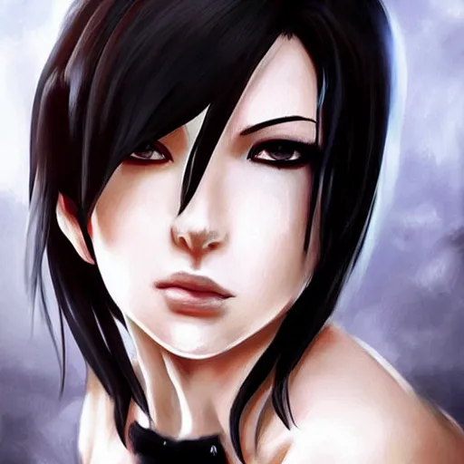 Prompt: high quality art of tifa lockhart with heavy makeup, trending on artstartion