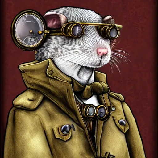 Prompt: a rat with steampunk googles, by studio 4c