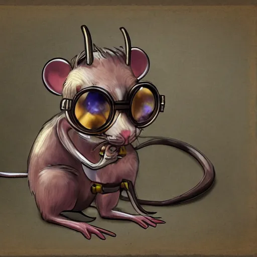 Image similar to a rat with steampunk googles, by Qian Xuan