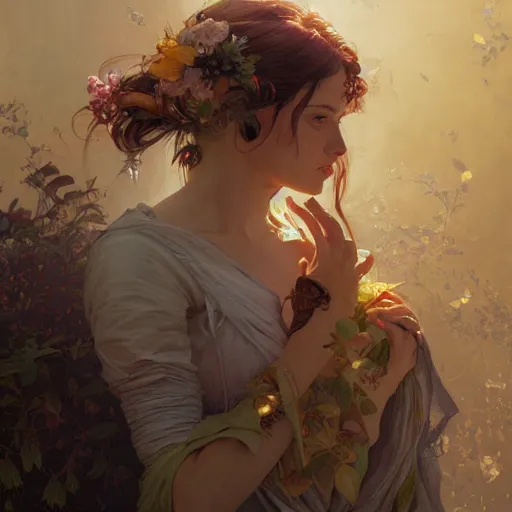 Image similar to how does it feel to fall in love, highly detailed, digital painting, cgsociety , concept art, sharp focus, illustration, art by artgerm and greg rutkowski and alphonse mucha