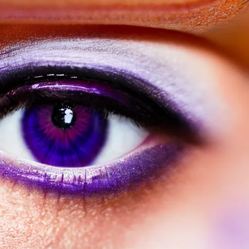 Image similar to close up photo of beautiful purple eye. 8k.