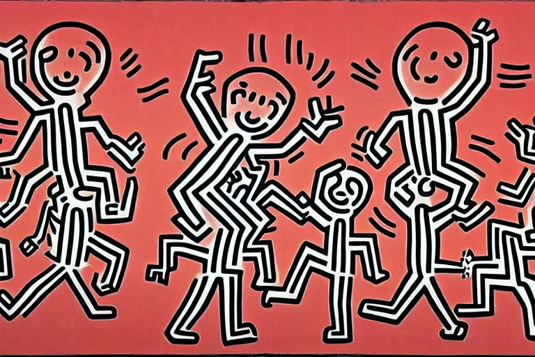 Image similar to reservoir dogs art by keith haring