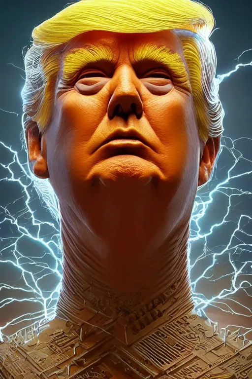 Image similar to donald trump's disgusting true form, 3d, high details, intricate details, by vincent di fate, artgerm julie bell beeple, 90s, Smooth gradients, octane render, 8k, volumetric lightning, High contrast, duo tone, depth of field, very coherent symmetrical artwork