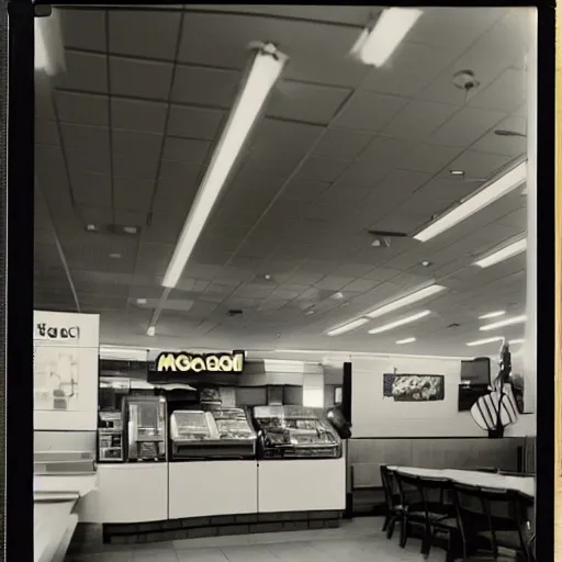 Prompt: 2009 photo taken on a Polaroid camera of the interior of a McDonald’s