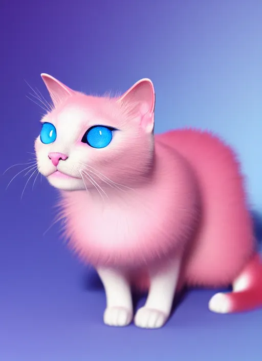 Prompt: photo of a pink cat with blue eyes 4k, high details, trending on Artstation