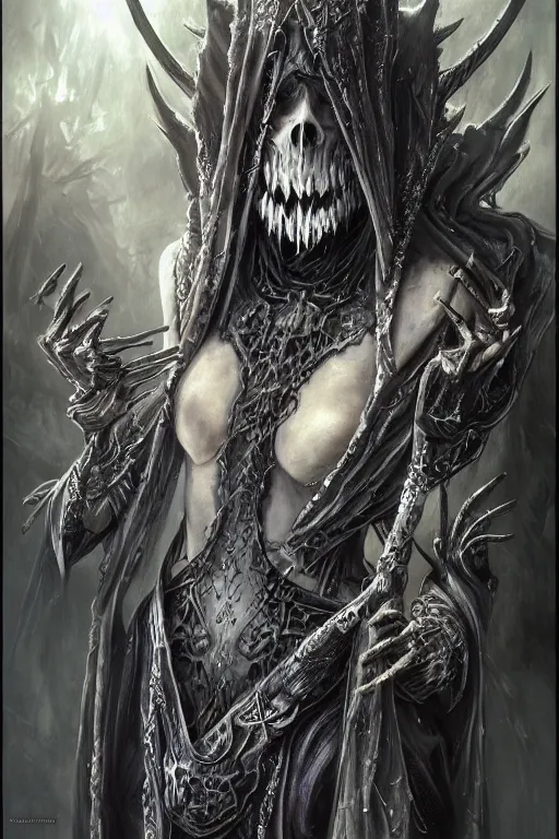 Image similar to portrait of ainz ooal gown undead, from overlord, close up, fantasy, intricate, elegant, highly detailed, digital painting, artstation, concept art, sharp focus, illustration, art by luis royo, wayne barlowe, kirsi salonen, asya yoranova and alan lee