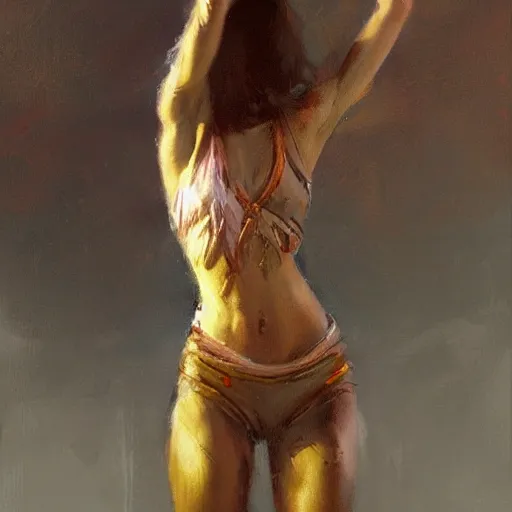 Image similar to oil painting dancer woman, with dancer men herb rose, by greg rutkowski, artstation