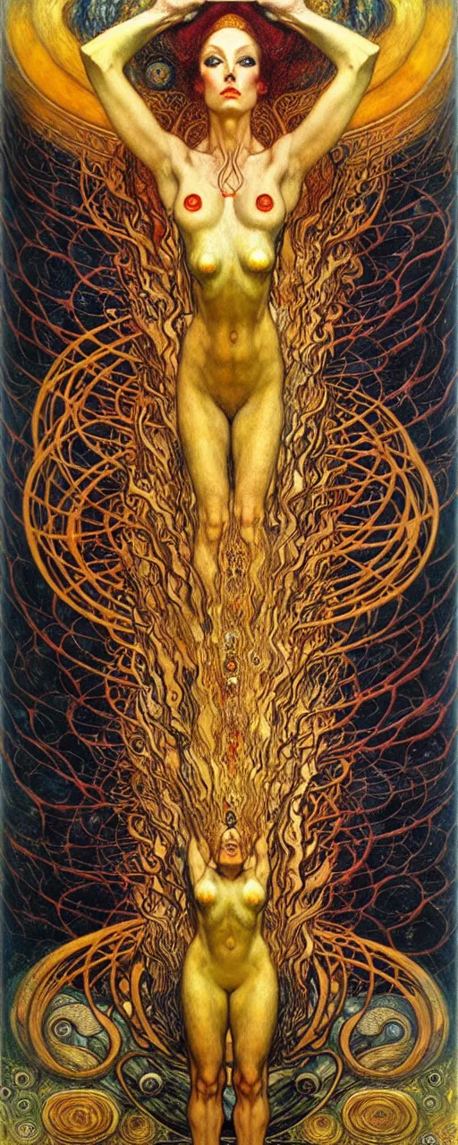 Image similar to Divine Chaos Engine by Karol Bak, Jean Delville, William Blake, Gustav Klimt, and Vincent Van Gogh, symbolist, visionary