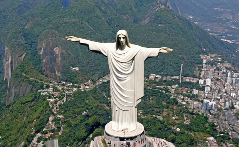 Prompt: christ the redeemer statue hula - hooping