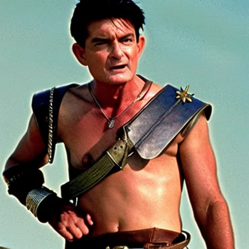 Image similar to charlie sheen in gladiator