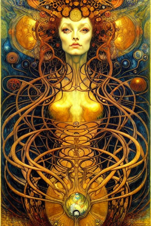 Image similar to Divine Chaos Engine by Karol Bak, Jean Delville, William Blake, Gustav Klimt, and Vincent Van Gogh, symbolist, visionary